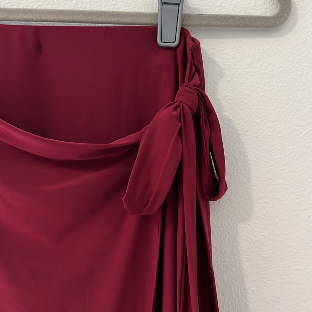 21 Saints silky red midi skirt with slit